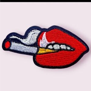 Iron On Patch-Crafts Material DIY Applique-Red lips smoking -A28-lei